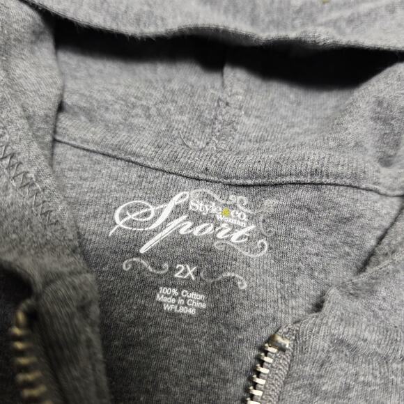 Vintage Style & Co. Sport 1/2 Zip Hoodie Roll Tab Sleeve Women's 2XL Y2k Grunge - Picture 5 of 7